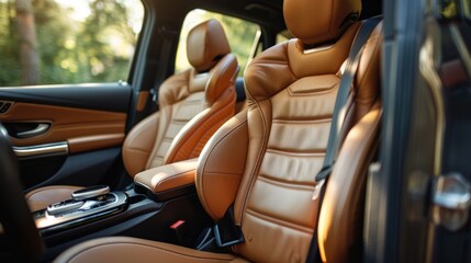 Leather Seats in Modern Car Interior