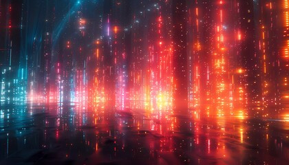 Obraz premium Data Dance, lively dance floor where streams of data and information swirl around in synchronized patterns, productivity.