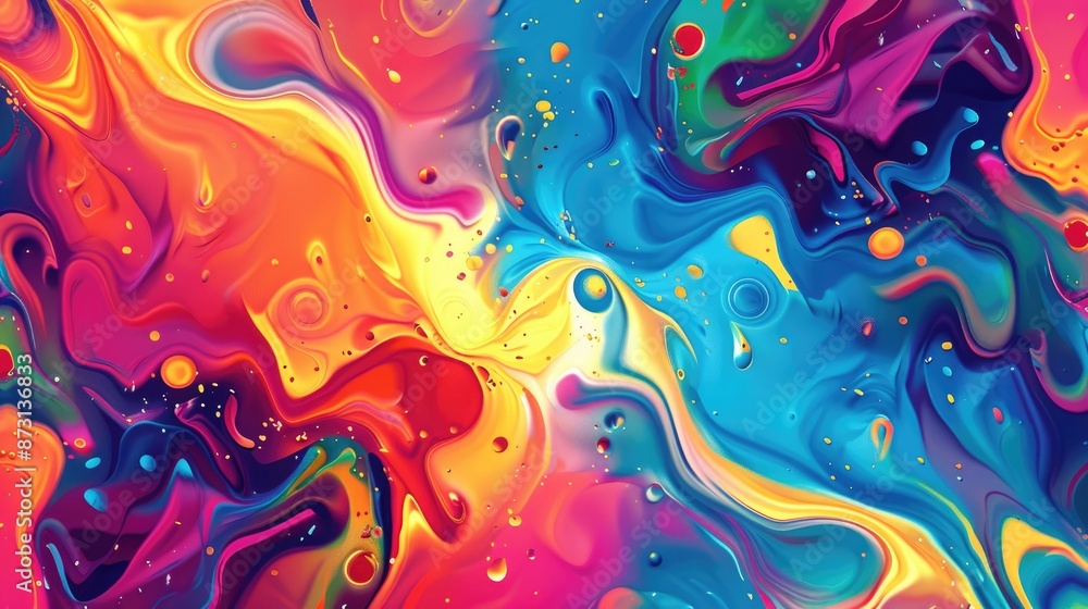 Poster a vibrant abstract background with psychedelic patterns and bright, swirling colors