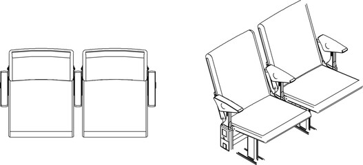 Vector silhouette illustration sketch of detailed design of chair furniture for waiting room