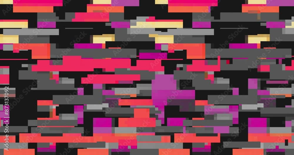 Poster retro abstract brick animation, loop background. colorful pattern loop. vector pixel art 8 bit