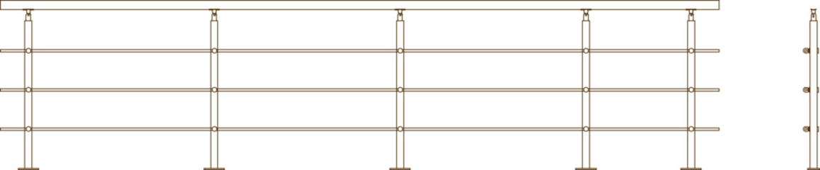 Vector silhouette illustration sketch of modern stainless frame fence design detail
