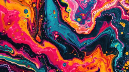 A vibrant abstract background with psychedelic patterns and bright, swirling colors