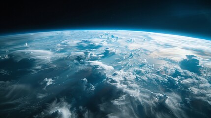 Close-up cinematic shot of Earth with dynamic cloud formations, space background, raw and highly detailed, evoking a sense of wonder