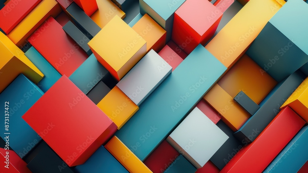 Aufkleber an engaging composition of colorful geometric shapes arranged in an aesthetically pleasing layout, s
