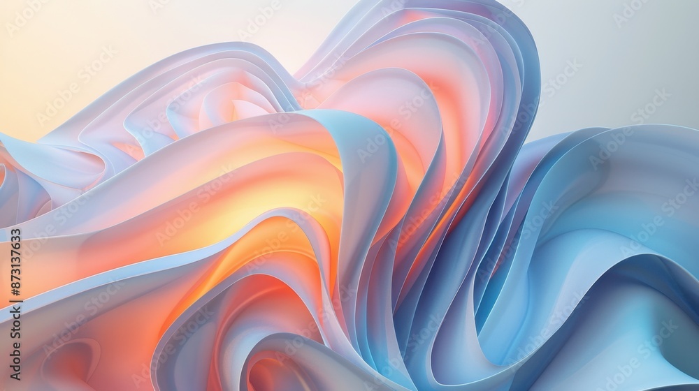 Aufkleber a 3d render of an abstract shape with smooth, flowing curves and intricate details, set against a gr