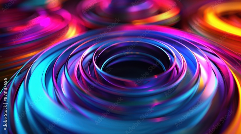Aufkleber a 4k seamless animation of colorful rotating rings on a dark background. the vibrant hues and smooth