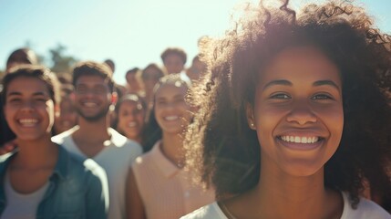 Fototapeta premium Diverse Community Unites: Smiles of Joy