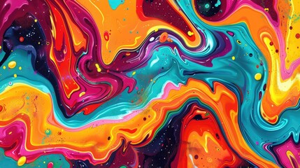 A vibrant abstract background with psychedelic designs in bright colors.