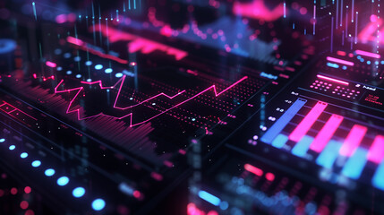 Abstract background with different graphics and control panel