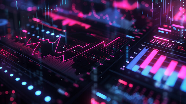 Abstract background with different graphics and control panel