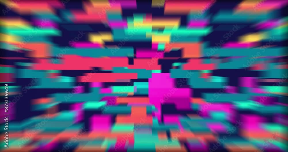 Poster retro abstract brick animation, loop background. colorful pattern loop. vector pixel art 8 bit