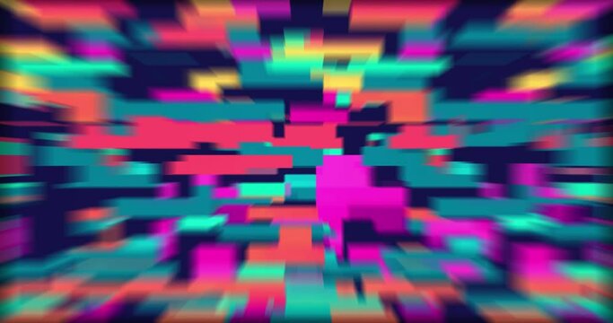 Retro abstract brick animation, loop background. Colorful pattern loop. Vector Pixel art 8 bit	