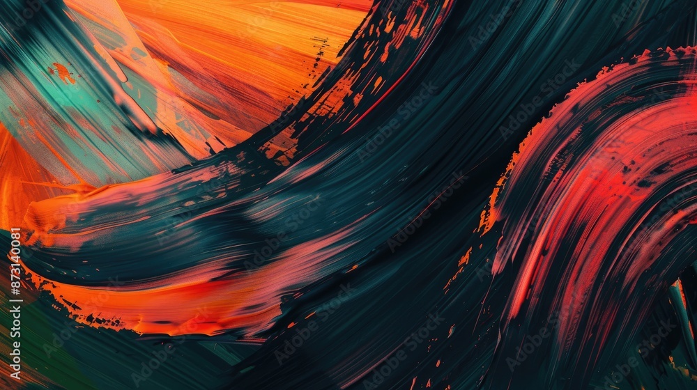 Poster an abstract background featuring dynamic brush strokes in contrasting colors.
