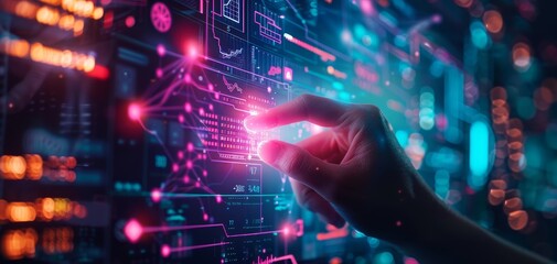 AI assistant presenting trend data on a holographic screen, AI in trend analysis, concept