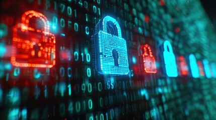 Modern Cyber Security Illustration with Glowing Lock