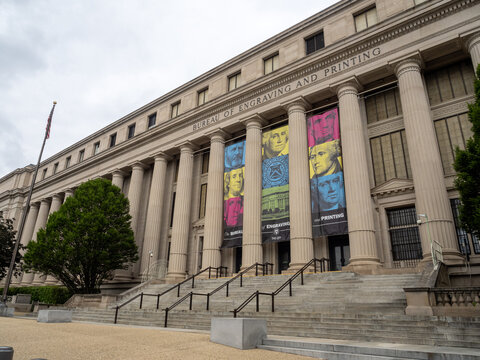 Entrance to Bureau of Engraving and Printing in Washington D.C.