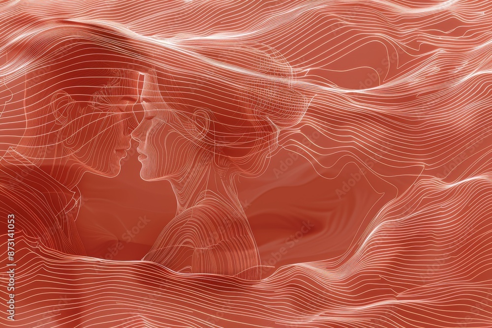 Poster abstract image of flowing red lines, symbolizing movement and energy with vibrant, contrasting color