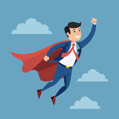 superman flying on the sky vector art illustration