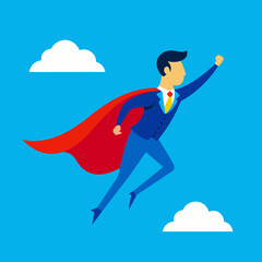 superman flying on the sky vector art illustration
