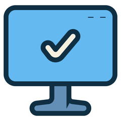 computer monitor with check mark sign icon