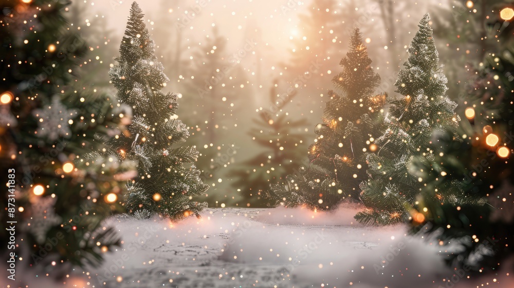 Poster fir tree backdrop in festive setting