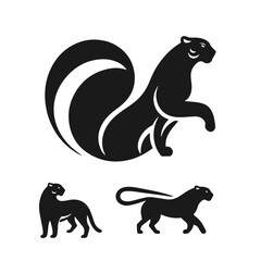 Tiger logo set silhouette vector isolated on white background