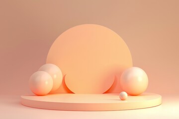 Fototapeta premium In 3D Minimalist background with simple geometric shapes and peach colors