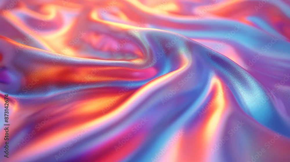 Poster metallic 3d abstract silk cloth 3d futuristic cyberpunk hyper realism detailed isolated colorful ref