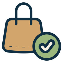 shopping bag with check mark sign icon