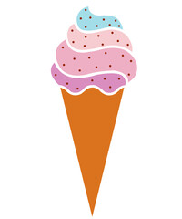 Ice cream clip art design on plain white transparent isolated background for sign, decal, card, shirt, hoodie, sweatshirt, apparel, tag, mug, icon, poster or badge