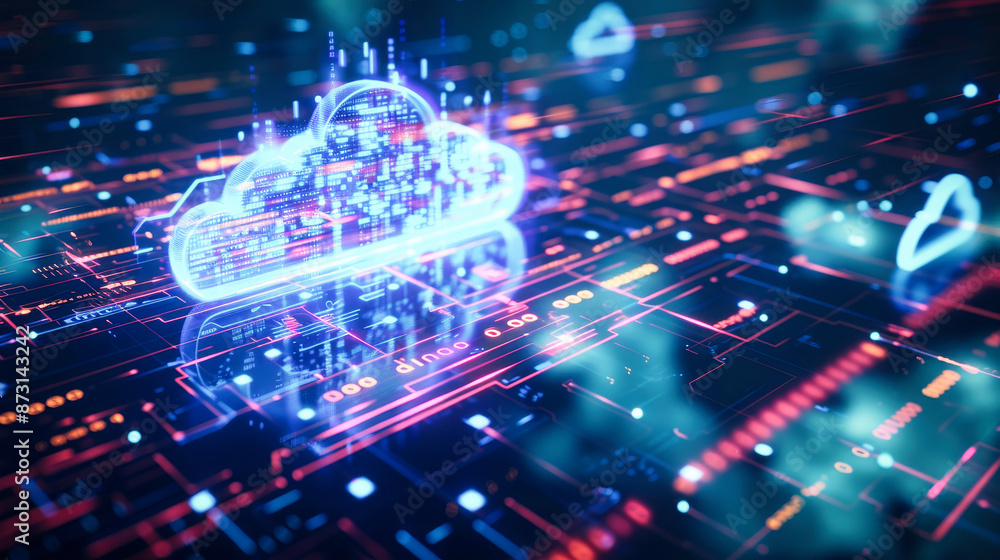 Poster digital information technology abstract background. cloud storage and computing concept.