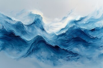 Fototapeta premium Ethereal, undulating seascape in shimmering tones of azure and aquamarine.