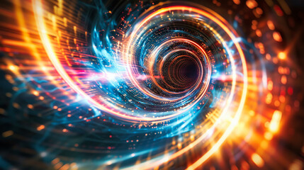 Fototapeta premium Futuristic giant cosmic tunnel, science fiction time or inter-dimension travel concept