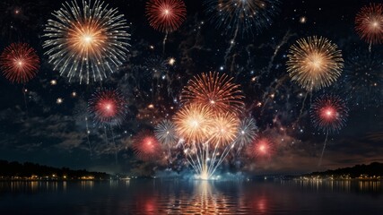 a night sky lit up by fireworks