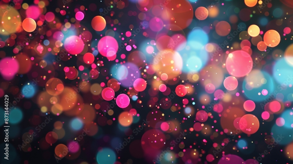 Poster bold and energetic particles leap and bounce in a frenzied display of interaction.