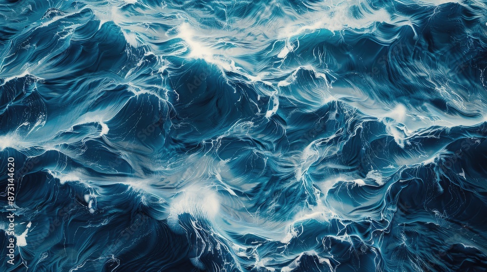 Poster top view of ocean waves creating water patterns for background