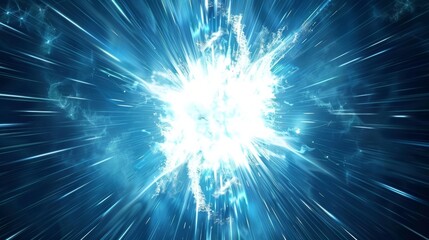 blue and white glowing rays aura in dark background 