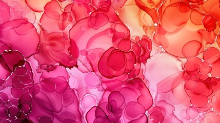 An alcohol ink background with vibrant hues of fuchsia, magenta, and coral, forming  