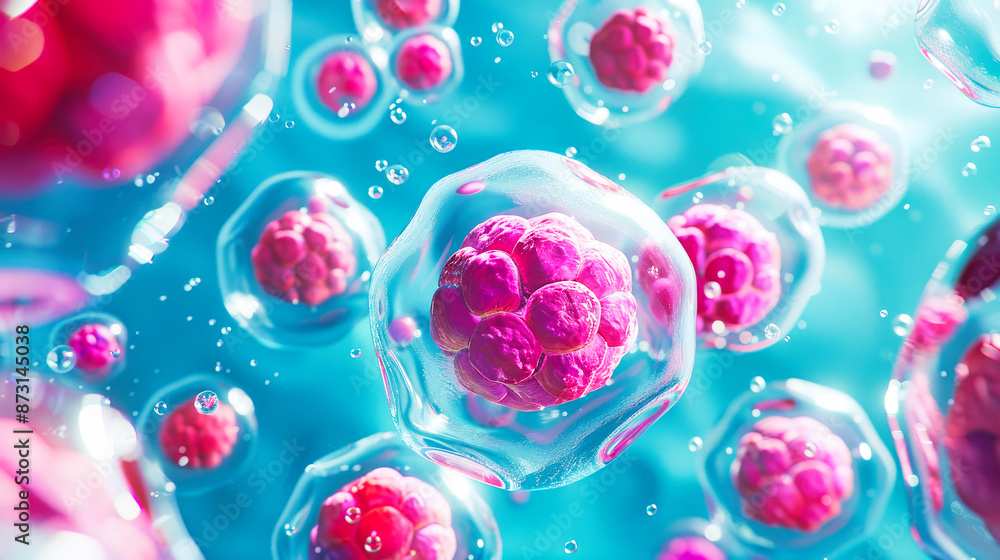 Poster cell structure showing human cells in close-up view