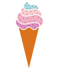Ice cream clip art design on plain white transparent isolated background for sign, decal, card, shirt, hoodie, sweatshirt, apparel, tag, mug, icon, poster or badge