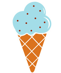 Ice cream clip art design on plain white transparent isolated background for sign, decal, card, shirt, hoodie, sweatshirt, apparel, tag, mug, icon, poster or badge
