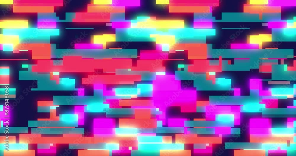 Poster retro abstract brick animation, loop background. colorful pattern loop. vector pixel art 8 bit