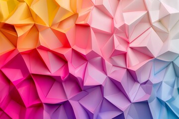 Colorful folded paper geometric shapes 3D origami creating vibrant spectrum background wallpaper with modern textured abstract design