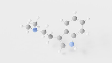 n.n-dimethyltryptamine molecule 3d, molecular structure, ball and stick model, structural chemical formula psychedelic drug