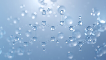 oxybenzone molecular structure 3d, sunscreen agent, structural chemical formula view from a microscope