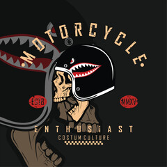 SKULL BIKERS ENTHUSIAST ILLUSTRATION