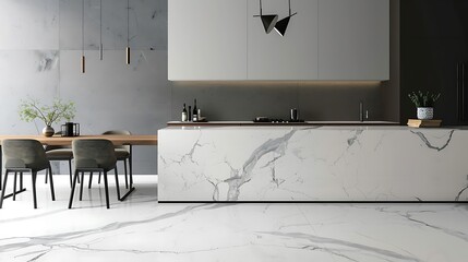 Clean white marble with soft silver streaks, modern and sleek