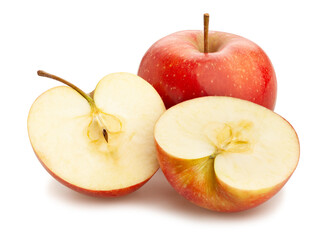 sliced apples path isolated on white