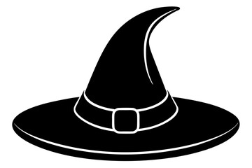 Witch hat, Witch hat icon vector, Halloween witch hat black silhouette 
